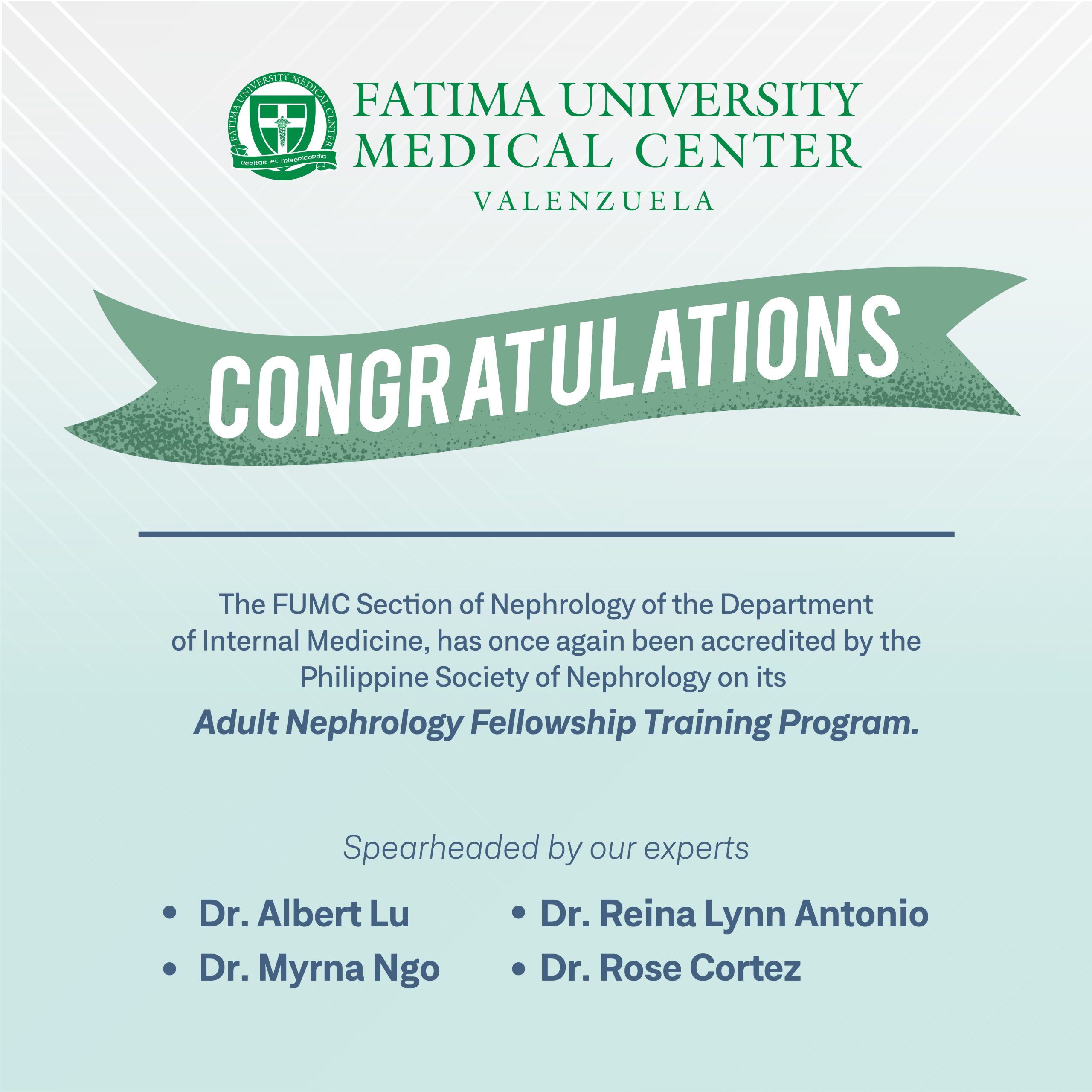 Reaccreditation of FUMC Nephrology Fellowship Training Program by the Philippine Society of Nephrology